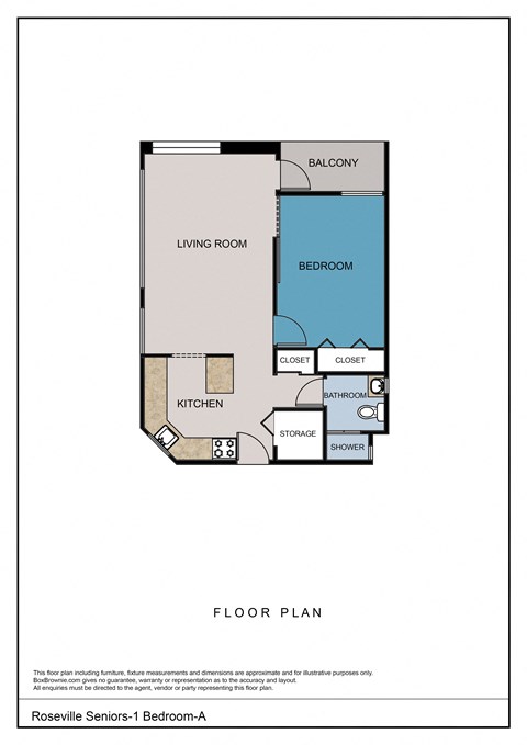 Floor plan for 1 bed, 1 bath